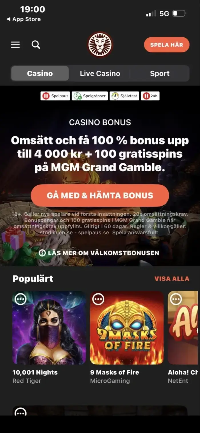 Leovegas iOS Bonus